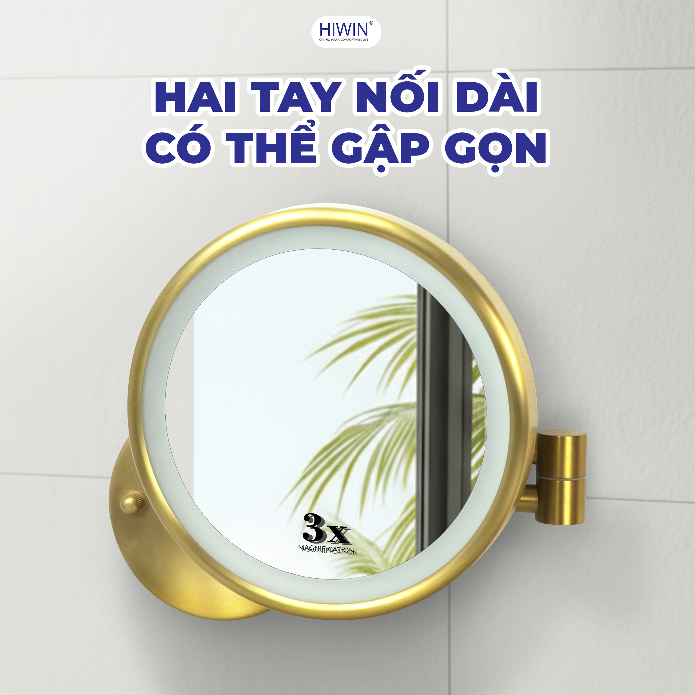 Gương cạo râu J-006 có thân gương có 2 tay nối dài, có thể gấp gọn