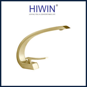 Vòi lavabo Hiwin KF-1316 đồng mạ vàng xước, thiết kế cong độc đáo