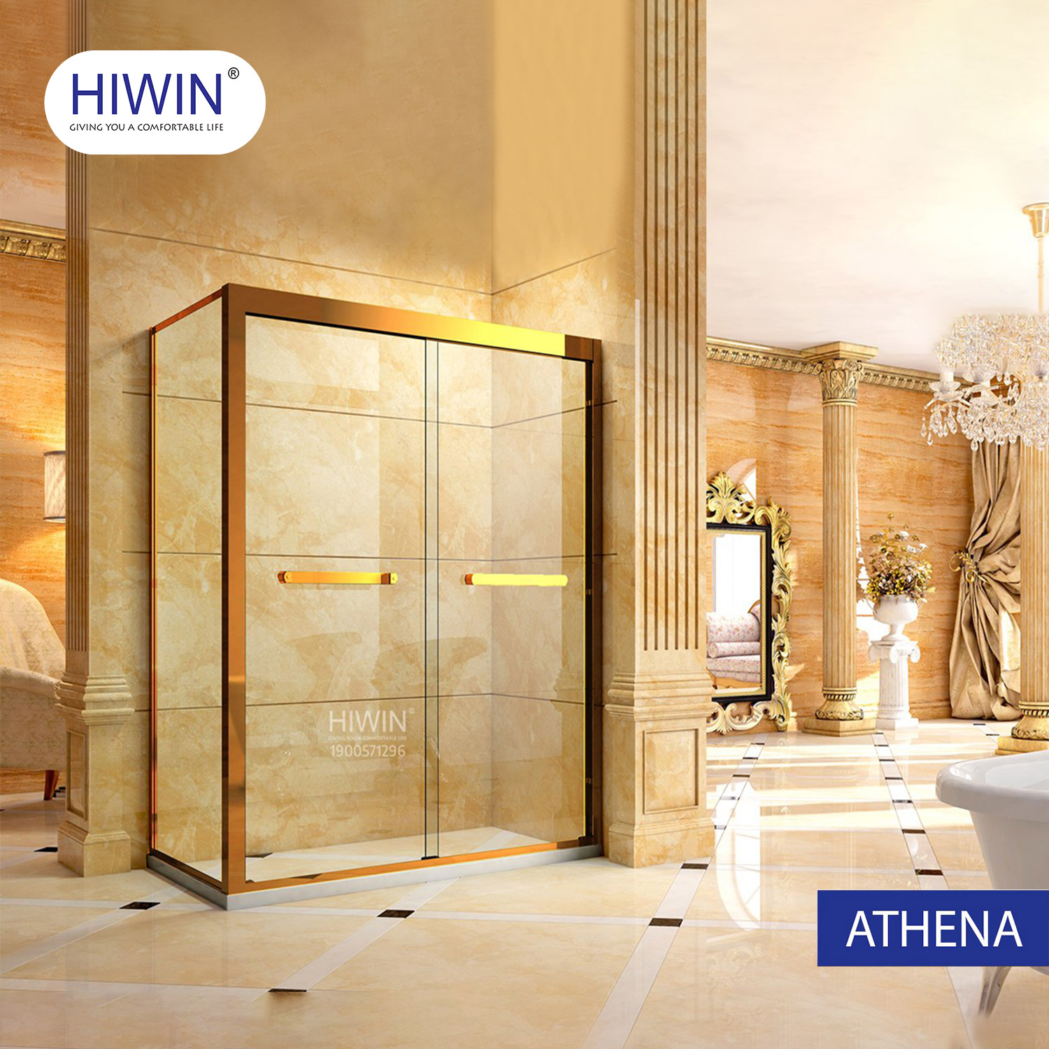 Cabin tắm cửa trượt Athena cao cấp của Hiwin
