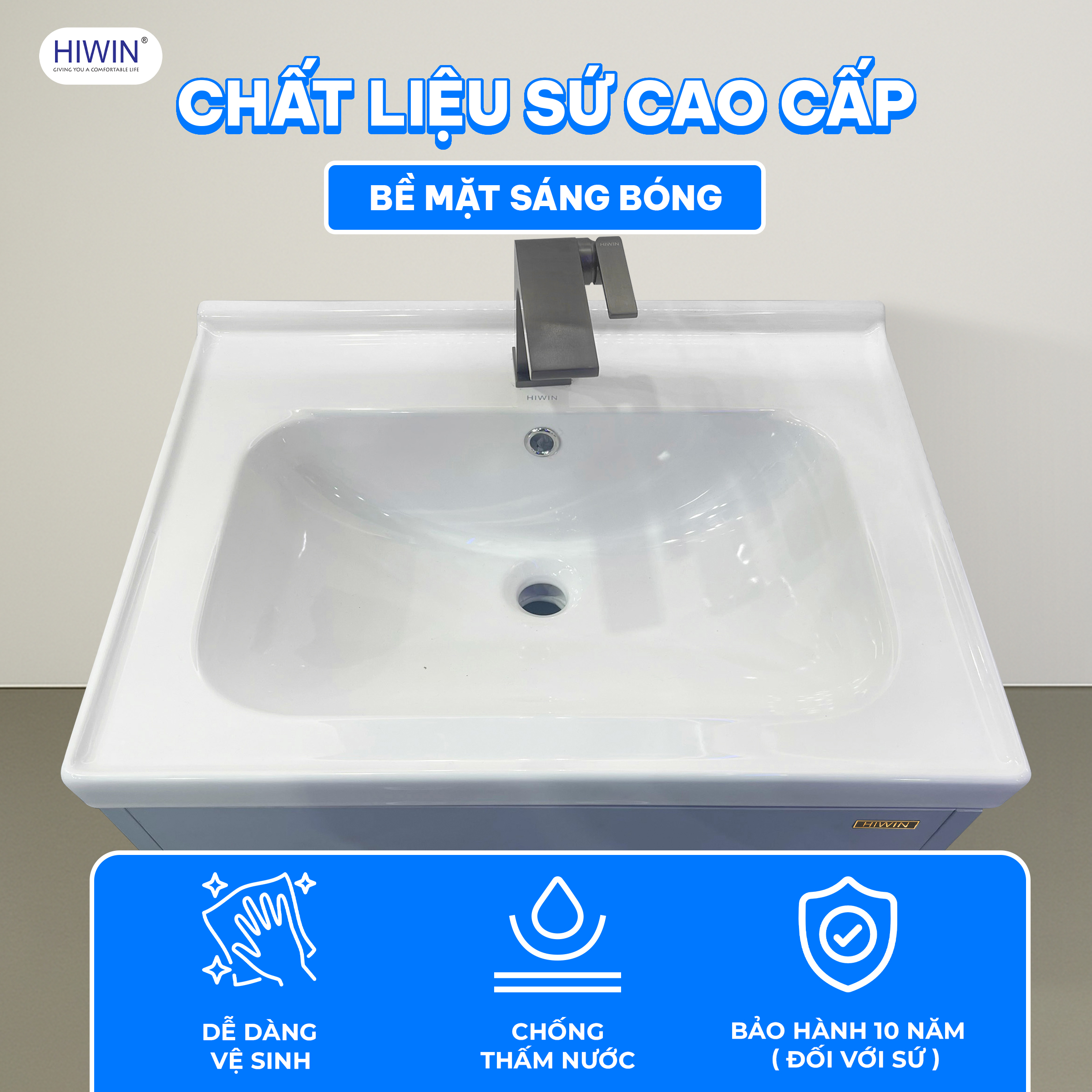 Chậu rửa bằng sứ cao cấp nguyên khối