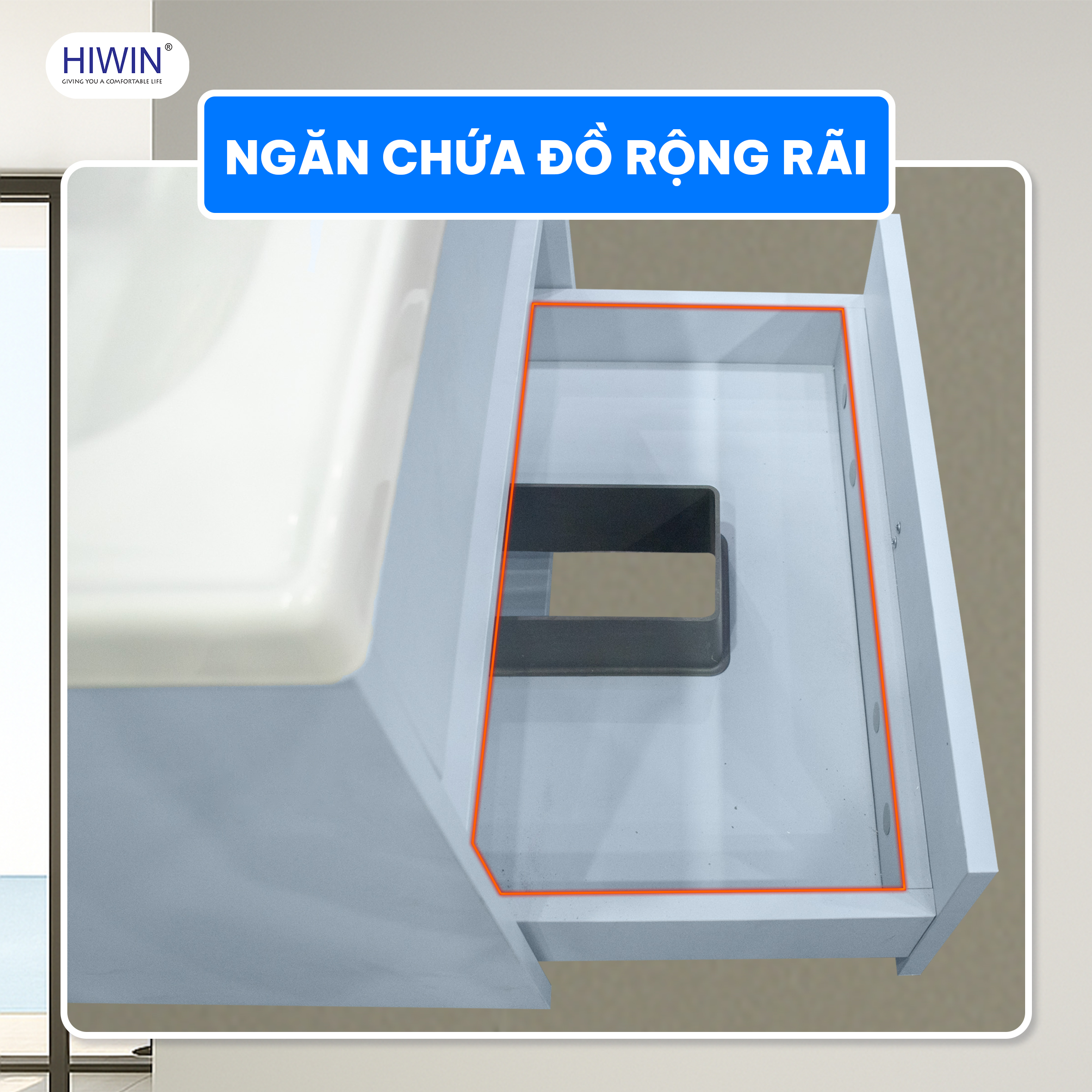 Ngăn tủ rộng rãi, thiết kế tay nắm dễ dàng đóng mở