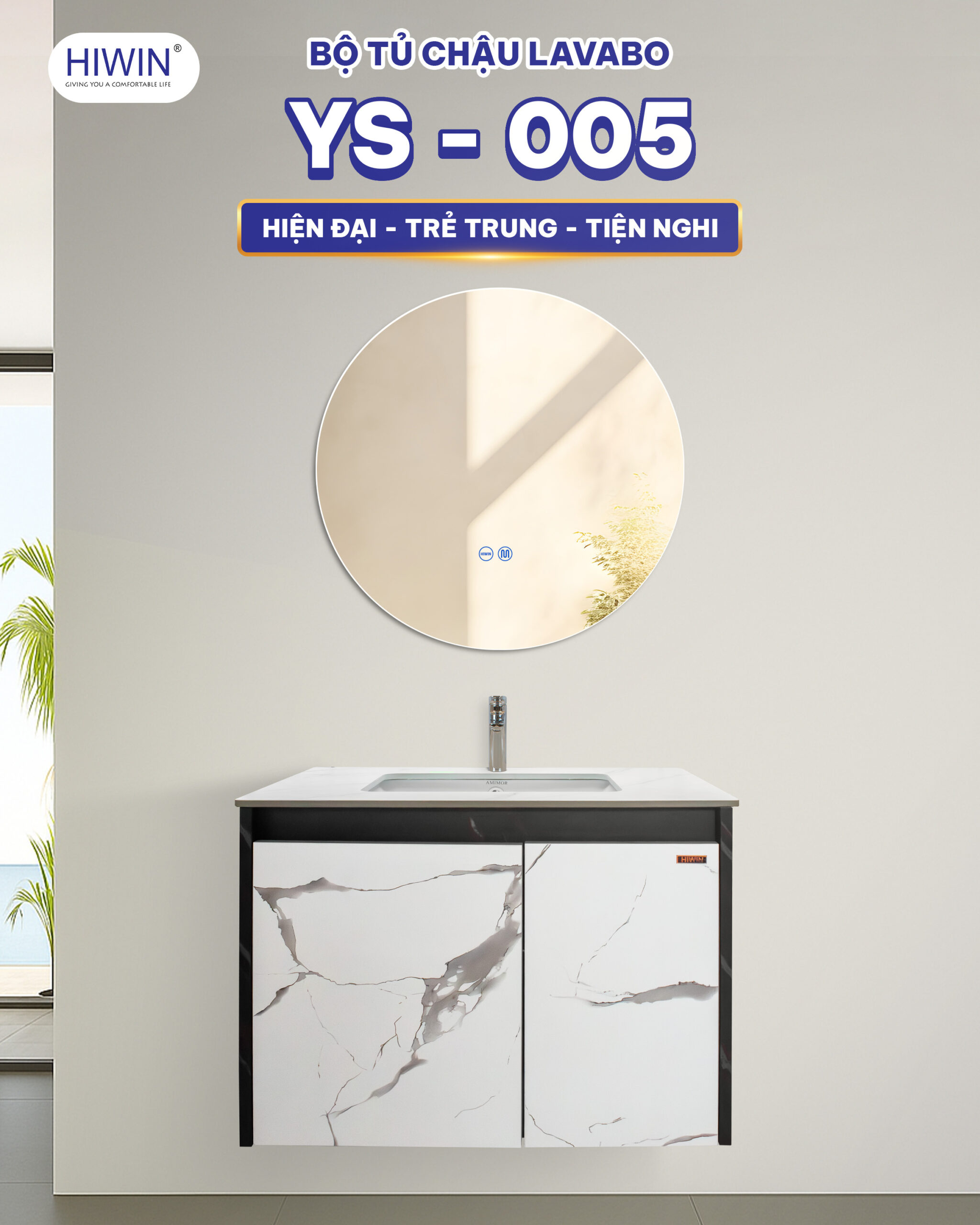Thiết kế bộ tủ chậu lavabo Hiwin YS-005