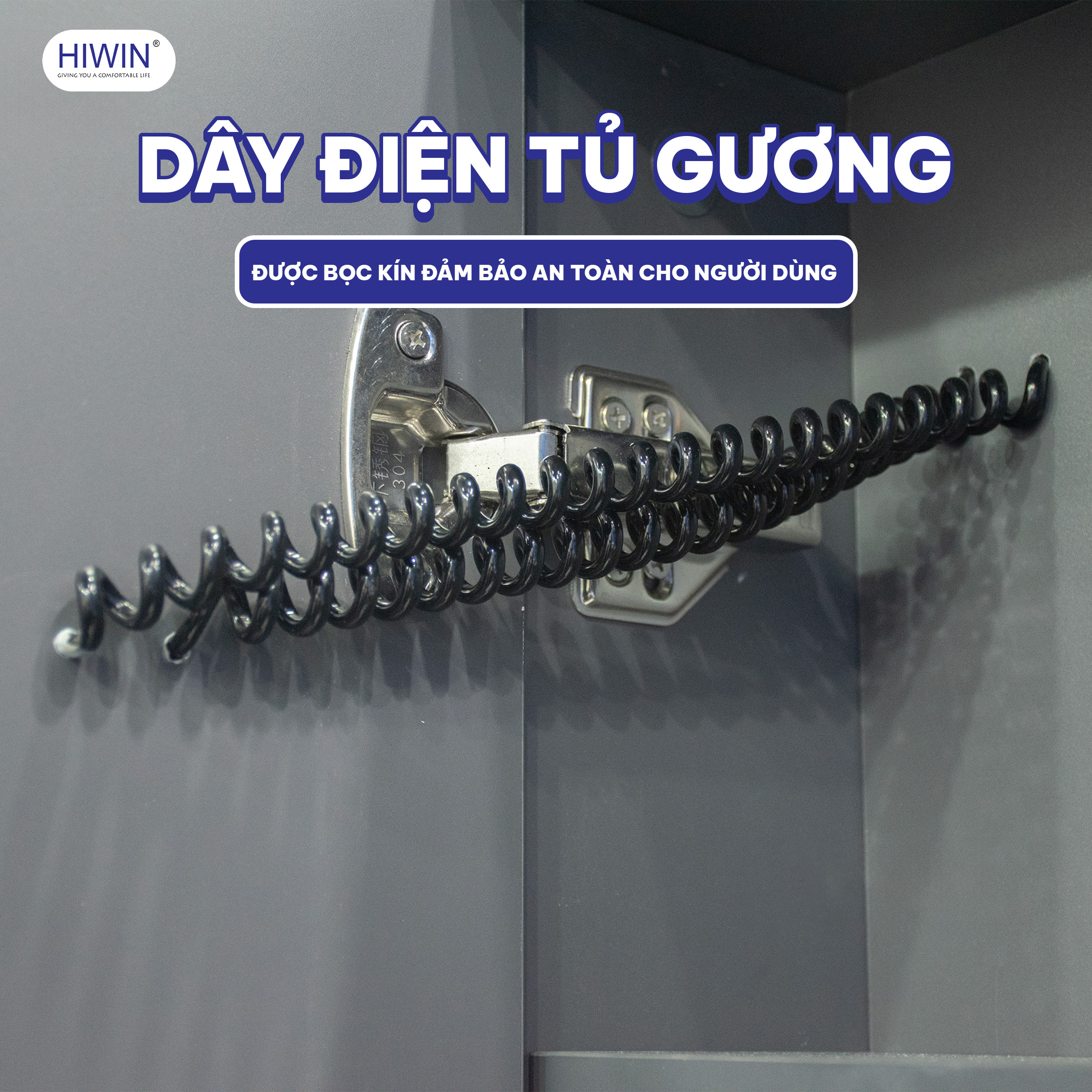Dây điện tủ gương được bọc cẩn thận đảm bảo an toàn cho người dùng