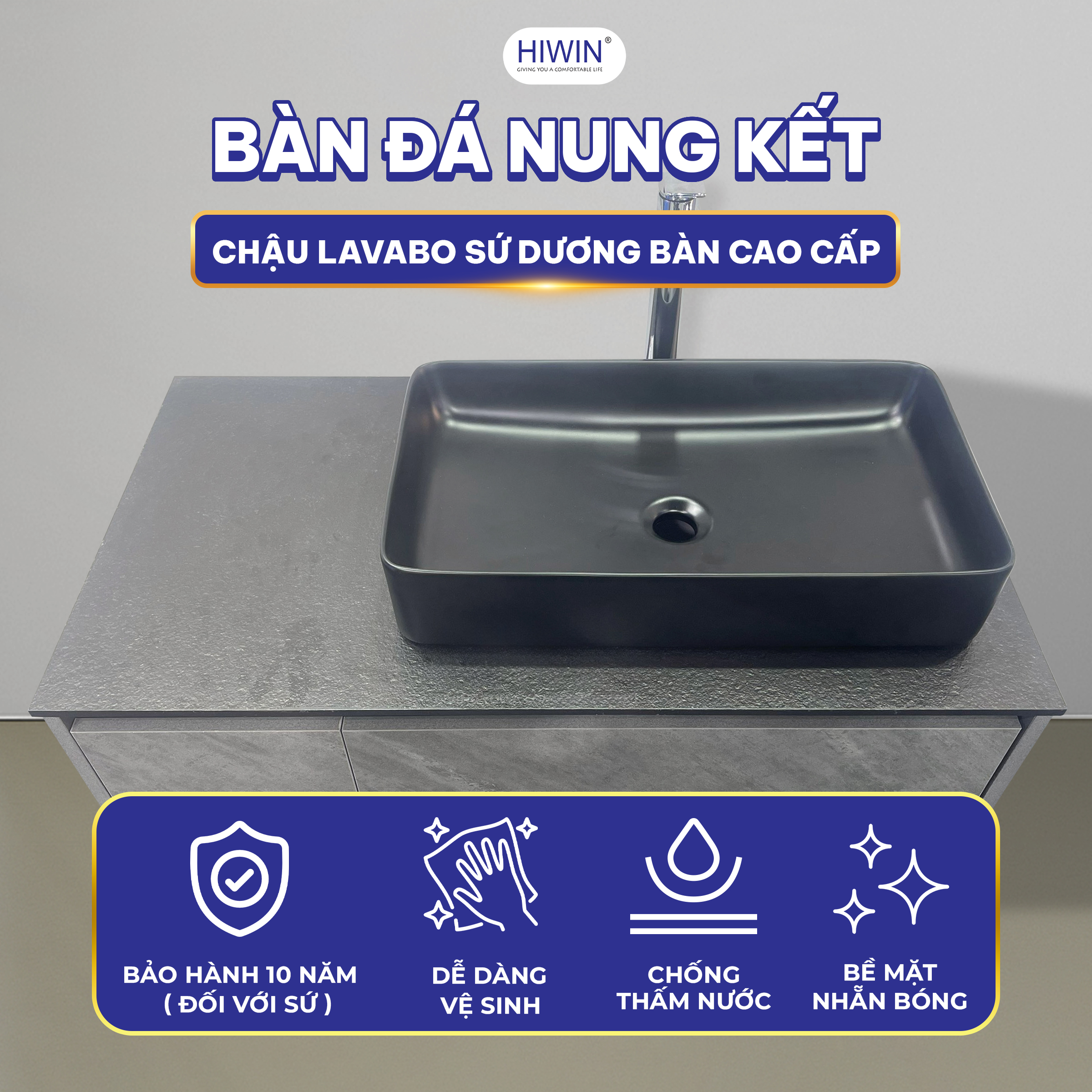 Mặt bàn đá và chậu Lavabo 