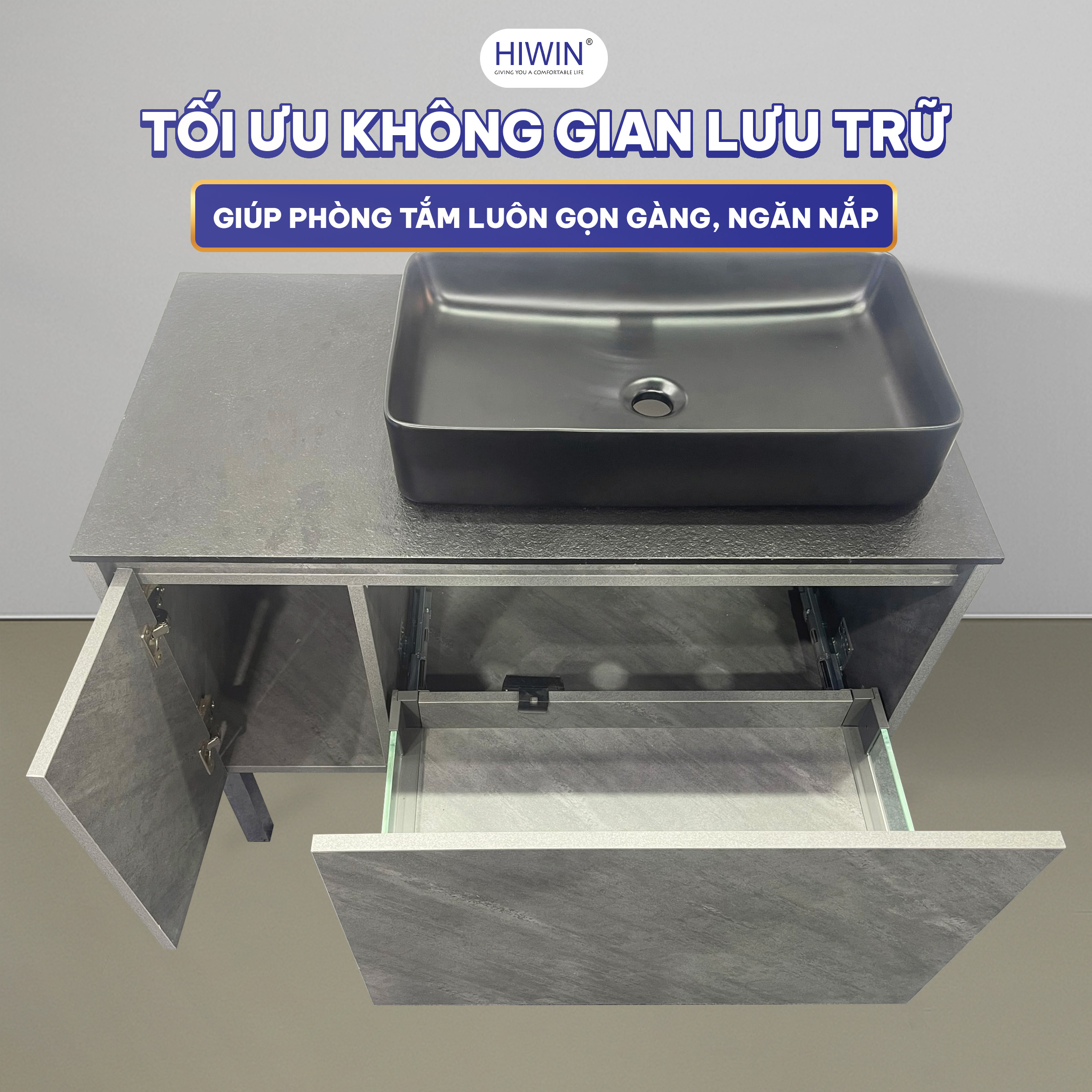 Bộ tủ chậu Lavabo YS-100-ZH2 tối ưu không gian lưu trữ