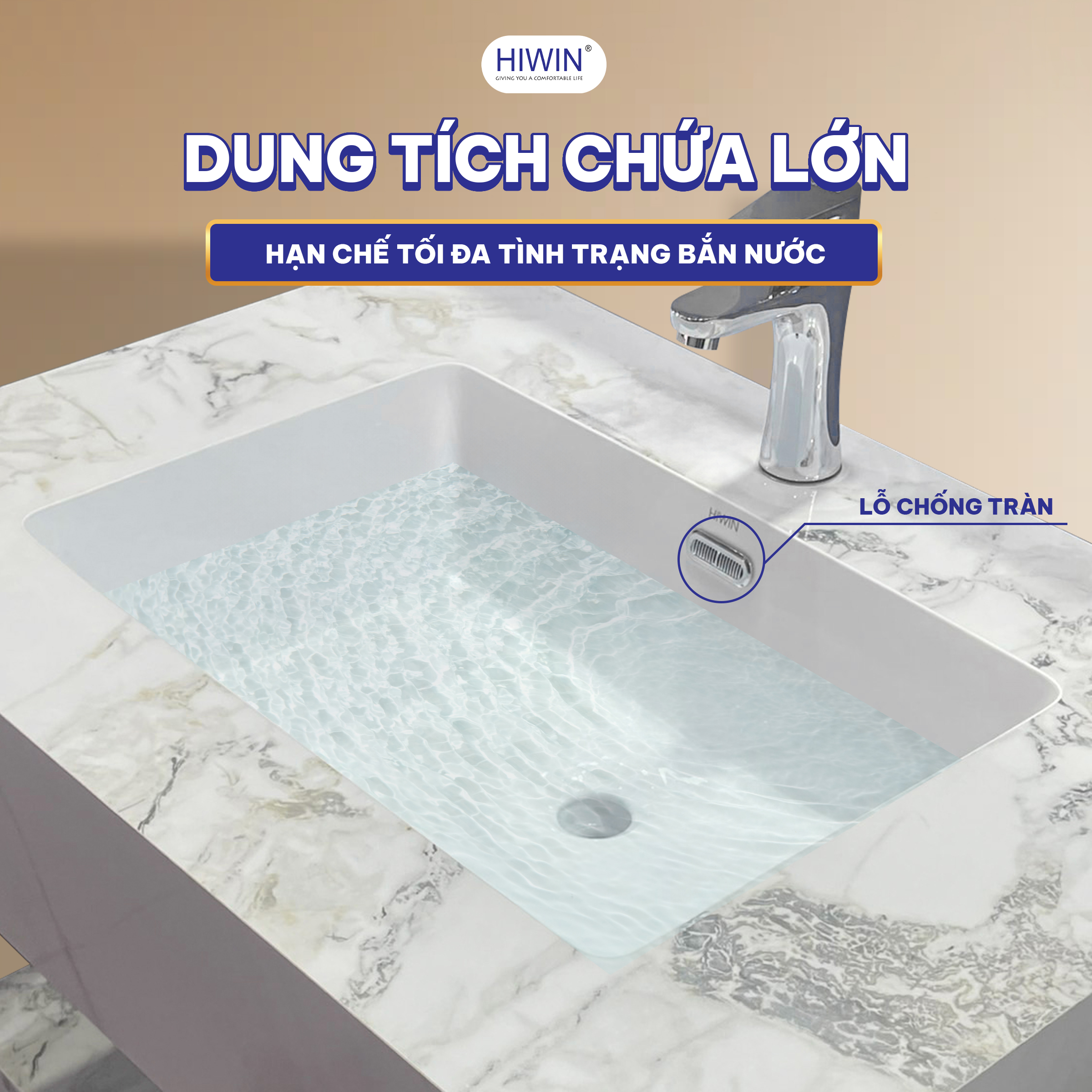 Phần chậu có dung tích chứa nước lớn, giúp hạn chế tối đa tình trạng bắn nước