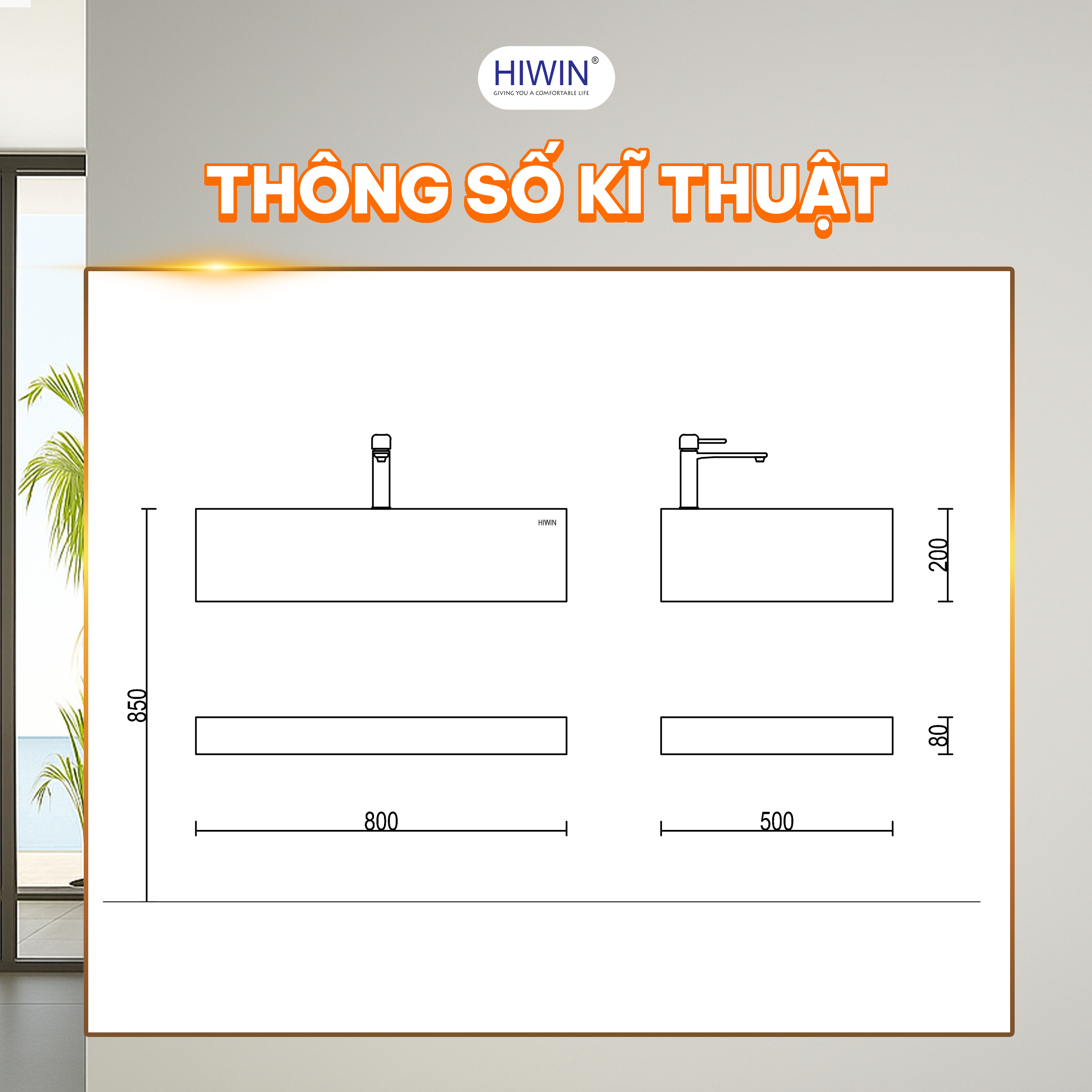 Thông số kĩ thuật của bộ tủ chậu Lavabo YC-012