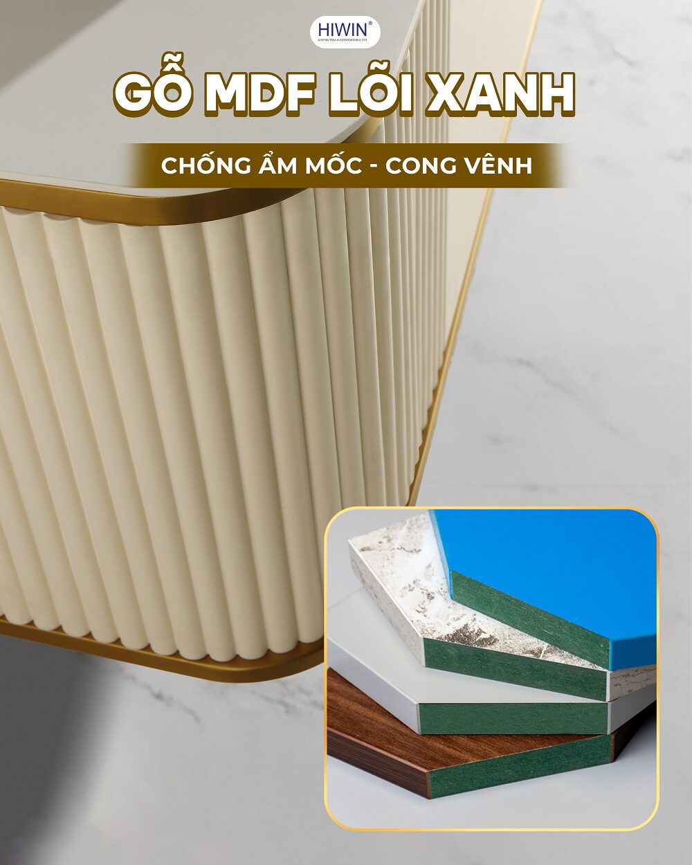 Chất liệu MDF bền bỉ không lo ẩm mốc hay cong vênh