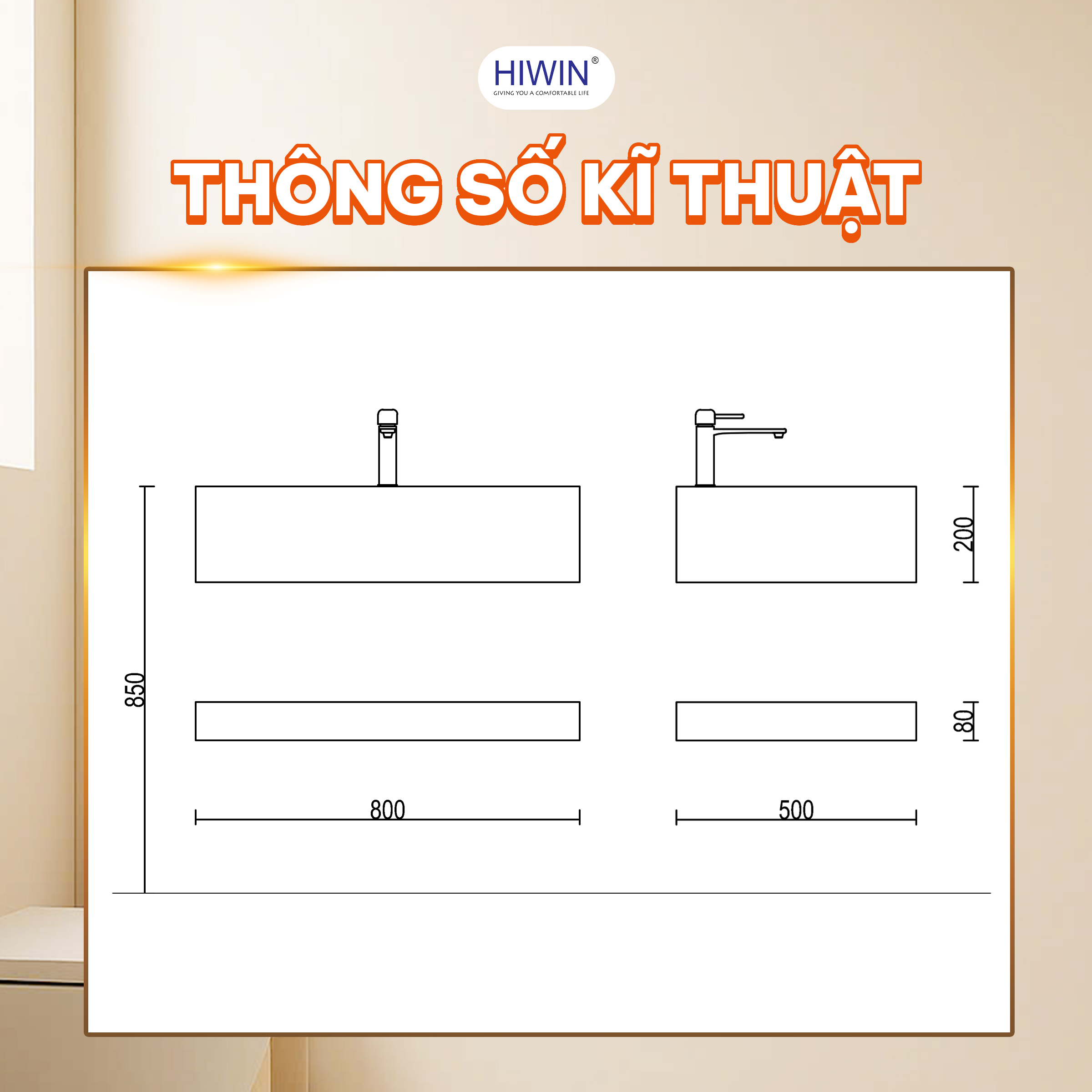 Bàn đá 2 tầng Hiwin YC-018 đa dạng kích thước, phù hợp nhiều không gian