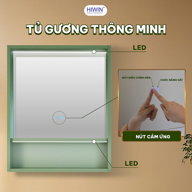 Thiết kế tủ gương hiện đại với hệ thống đèn Led và sấy thông minh