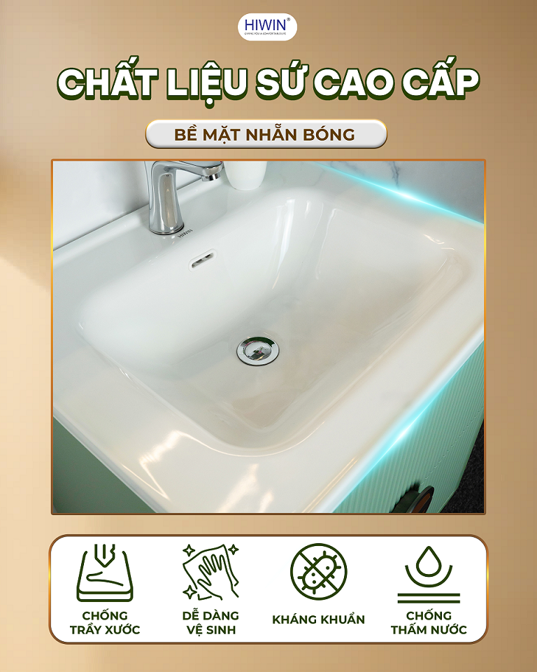 Chất liệu sứ cao cấp của chậu rửa Lavabo Hiwin