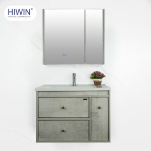 Bộ tủ chậu Lavabo phòng tắm Hiwin YS-2611 màu vân xám tân cổ điển