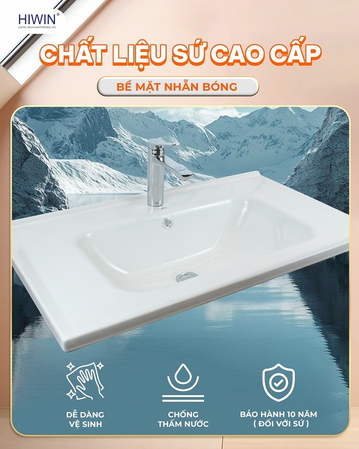 Mặt sứ Lavabo Hiwin dễ dàng vệ sinh