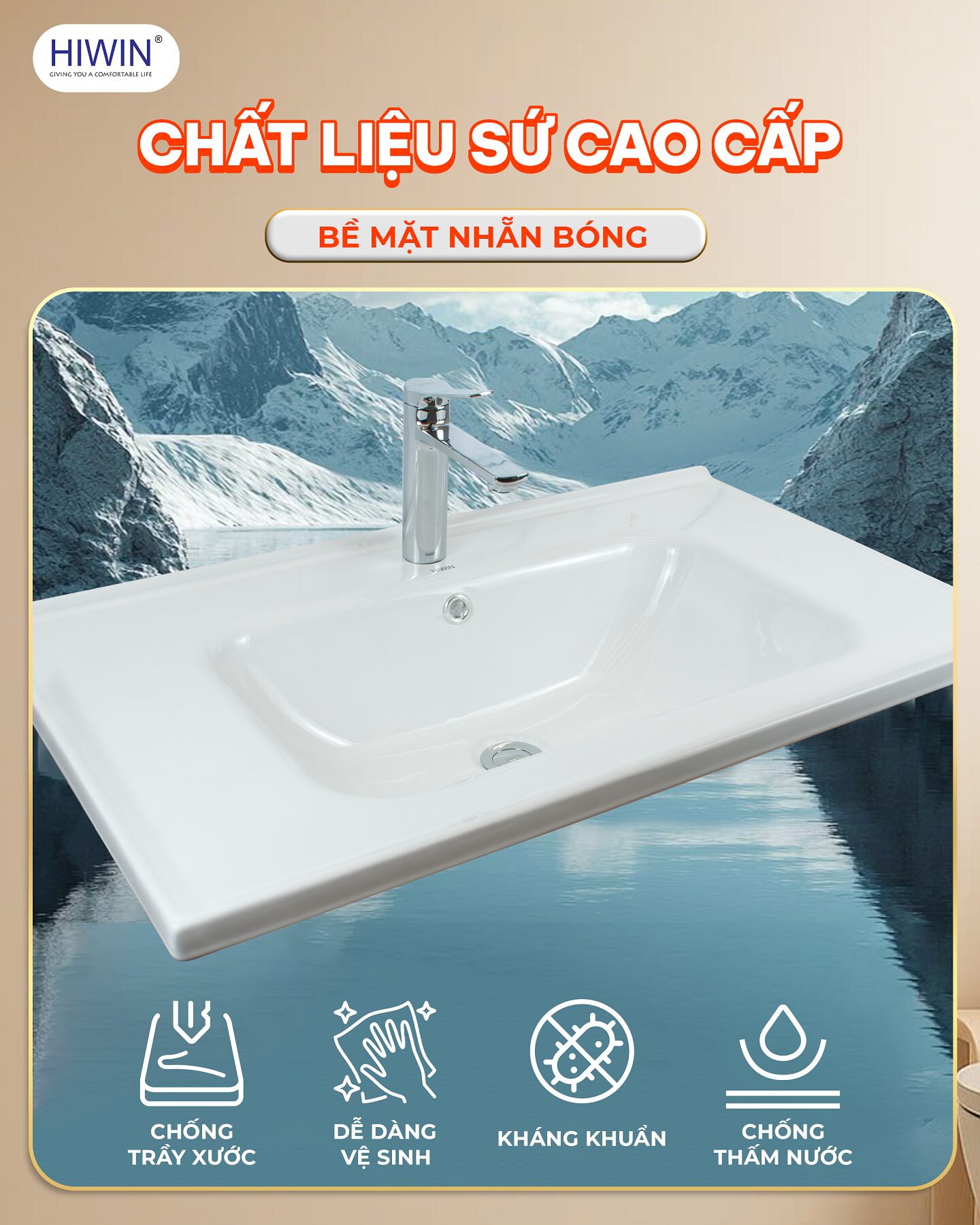 Chậu lavabo YS-2606 sứ tráng nổi bật với vẻ bề ngoài sáng bóng