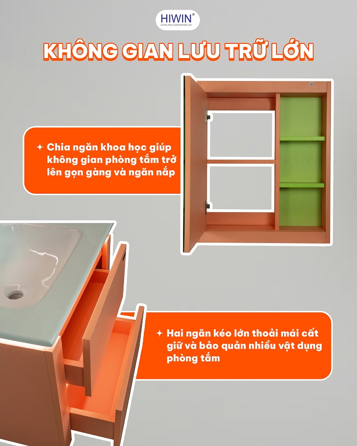 Tủ gương YS-2615 thiết kế nhiều ngăn đựng đồ tiện lợi