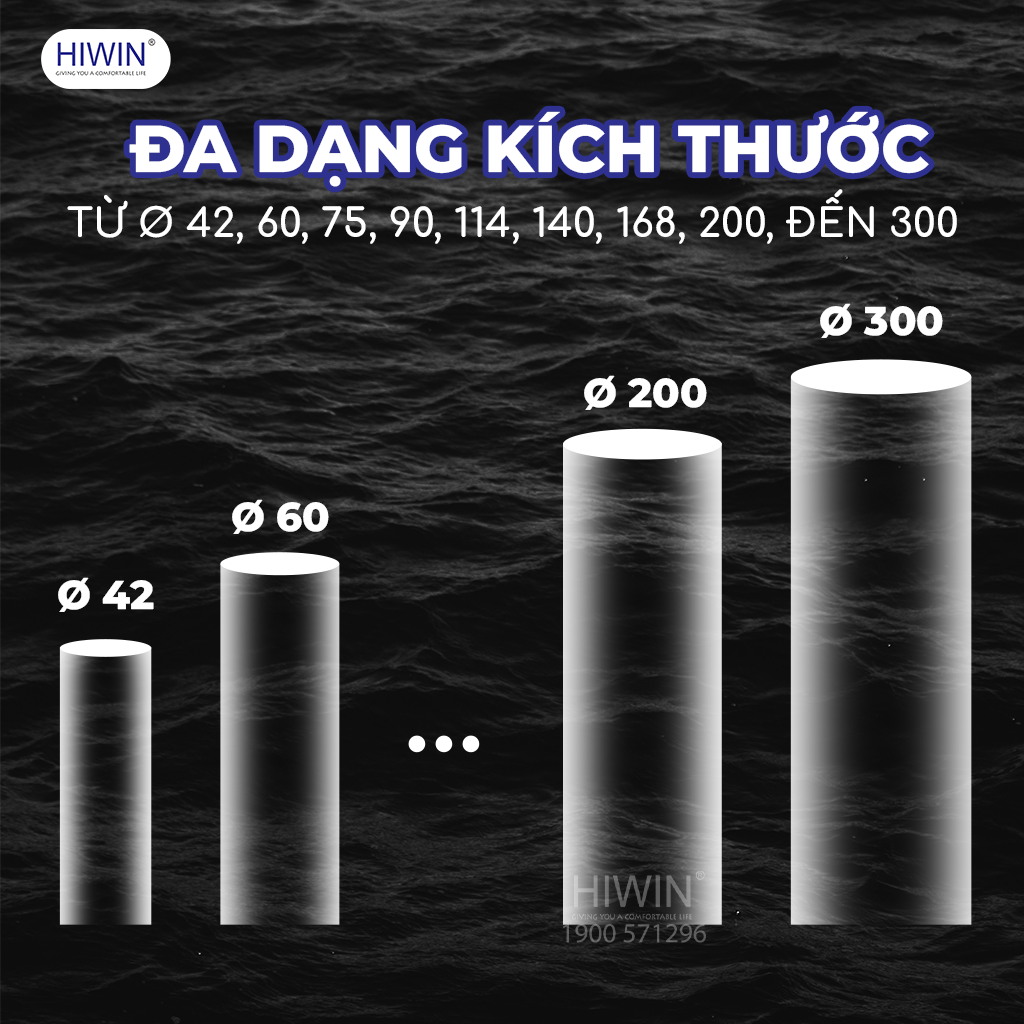 Quả cầu phù hợp với các đường ống có đường kính từ phi 42, 60, 75, 90, 114, 140, 168, 200, đến 300