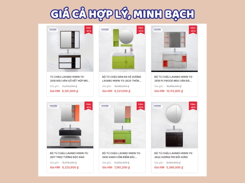 Giá cả tủ chậu lavabo đi kèm với chất lượng