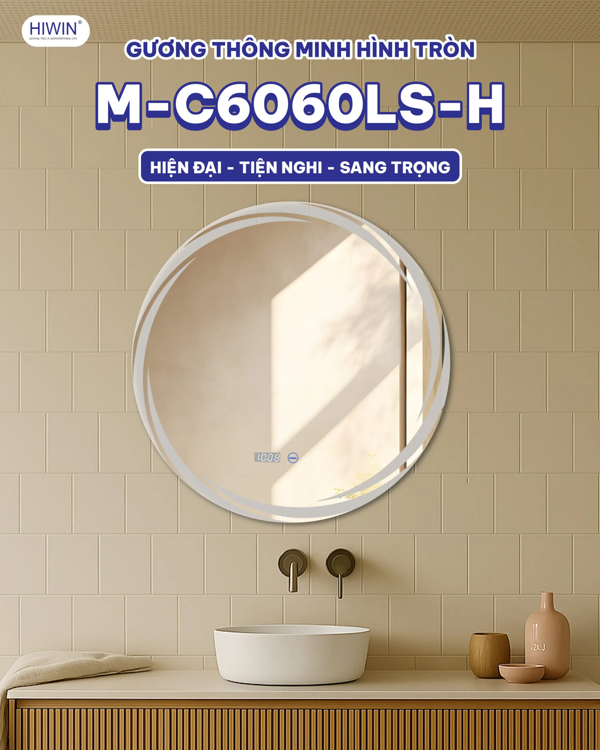 Gương thông minh có đồng hồ và thời tiết của Hiwin