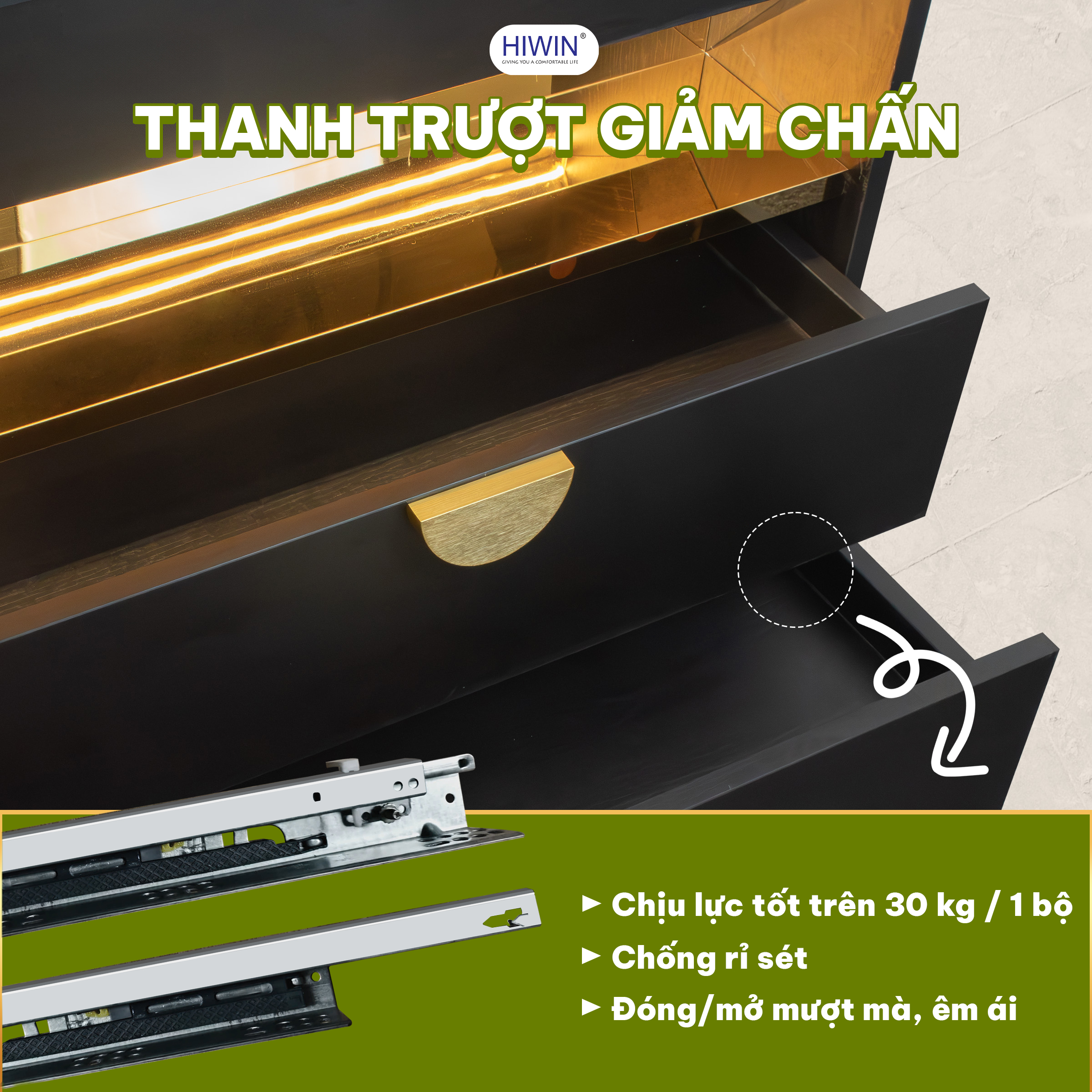 Ray trượt mượt mà có khả năng chịu lực cực kỳ tốt