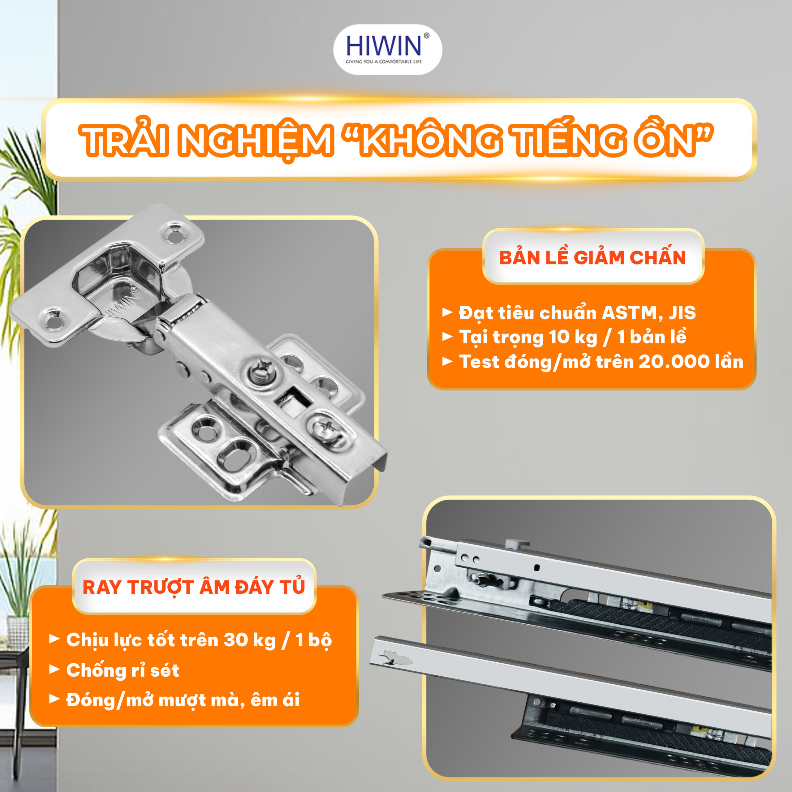 trải nghiệm không tiếng ồn với bộ phụ kiện bản lề và ray trượt của Hiwin YP-001