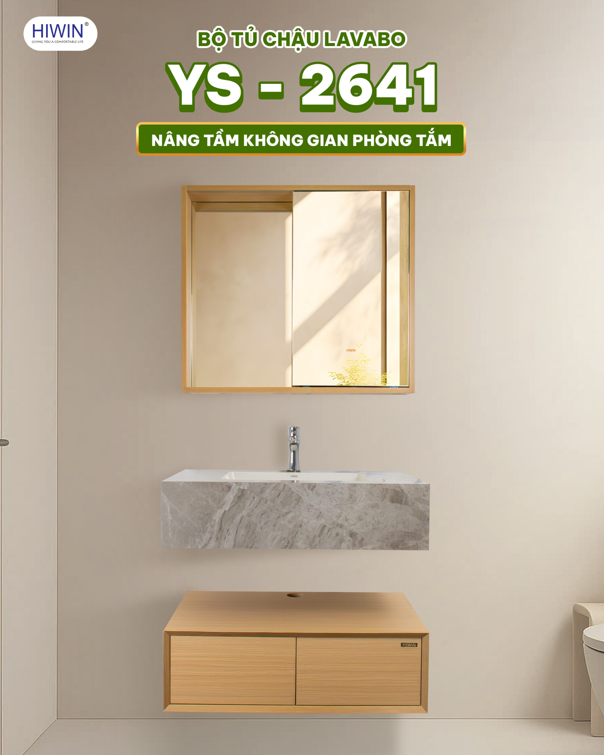 Thiết kế ấn tượng của bộ tủ chậu lavabo Hiwin YS-2641