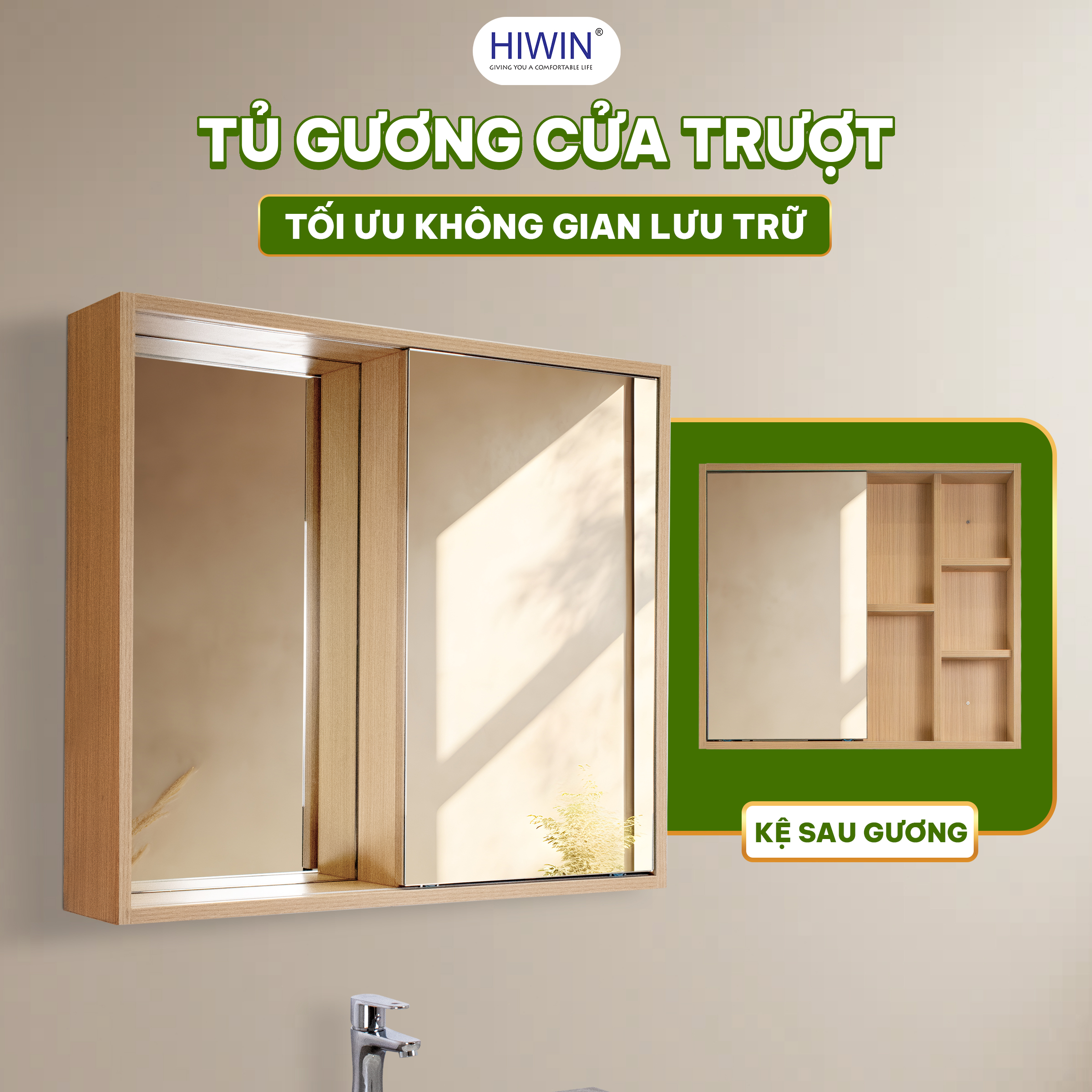 Tủ gương trượt độc đáo với không gian lưu trữ ẩn phía sau gương