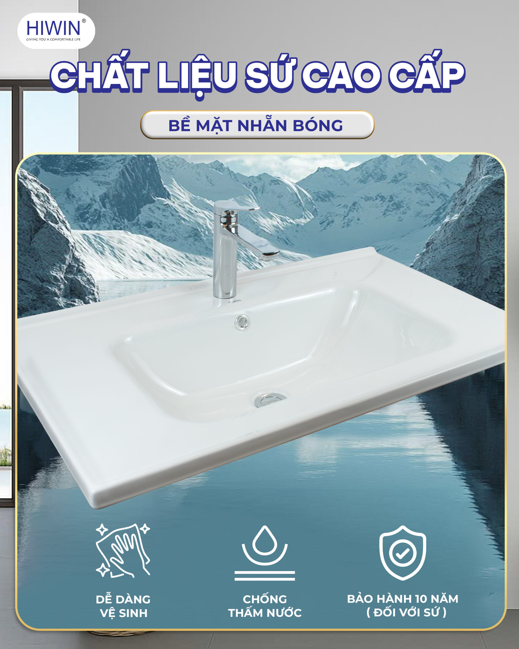 Chậu sứ YS-005 sáng bóng và dễ dàng vệ sinh