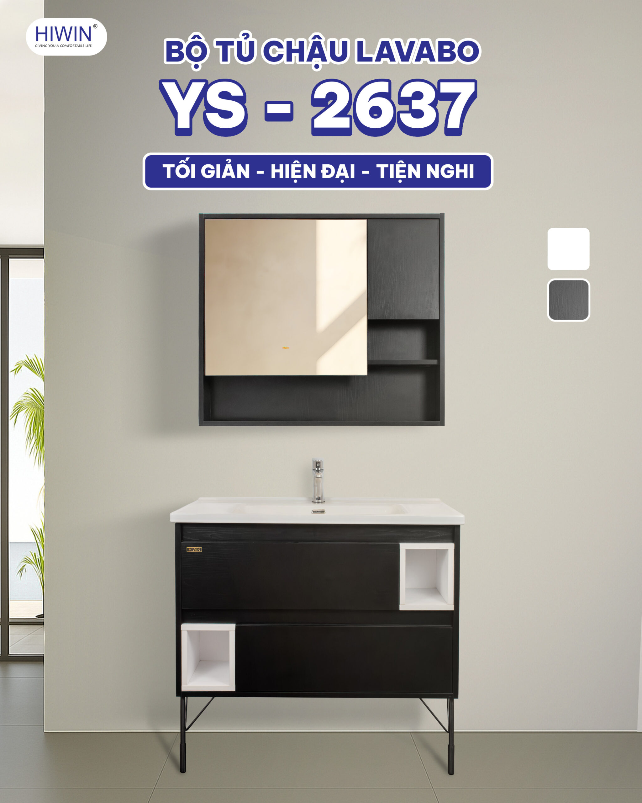 Thiết kế bộ tủ chậu Lavabo YS-2637 sang trọng cho phòng tắm