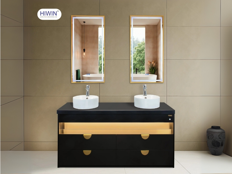 Tủ chậu lavabo đôi cho phòng tắm khách sạn, spa có diện tích lớn