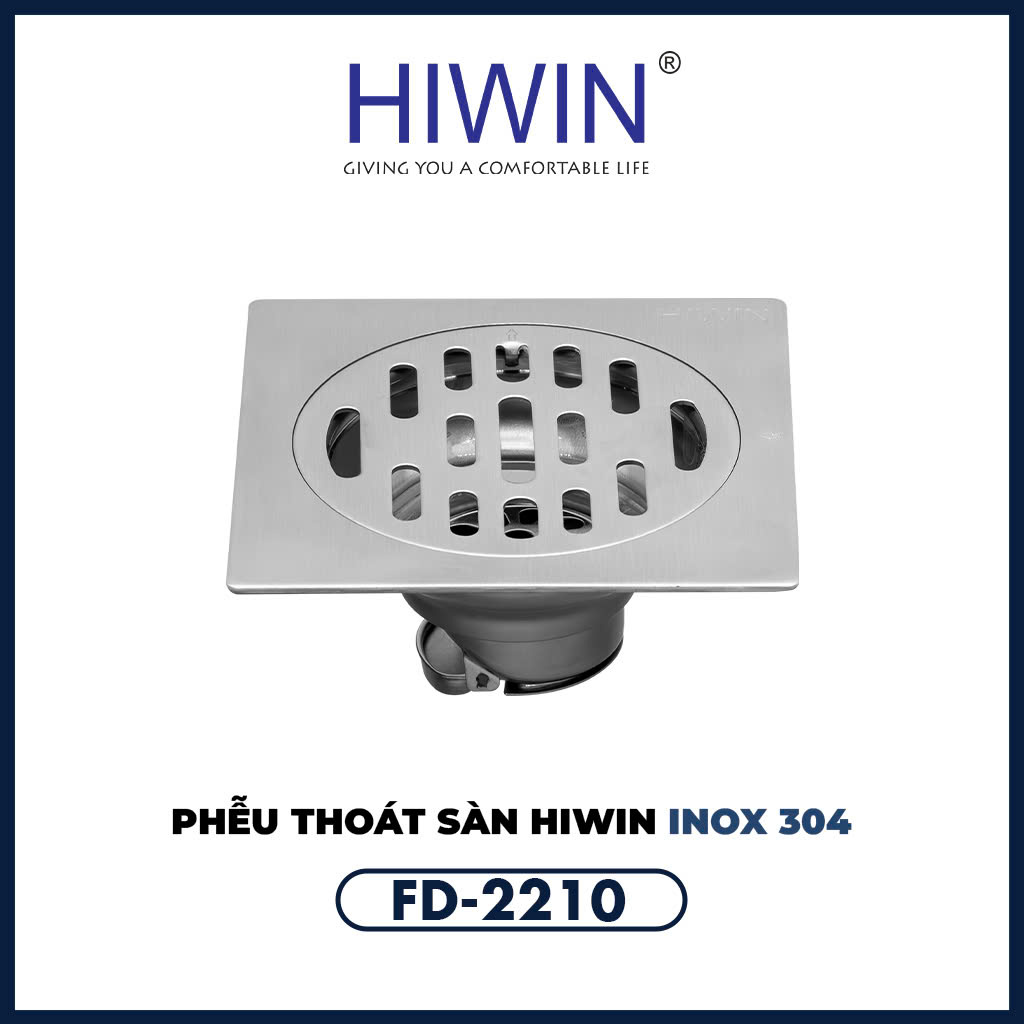 Ga thoát sàn Hiwin FD-2210 Inox 304 thoát nước ngăn mùi siêu đỉnh