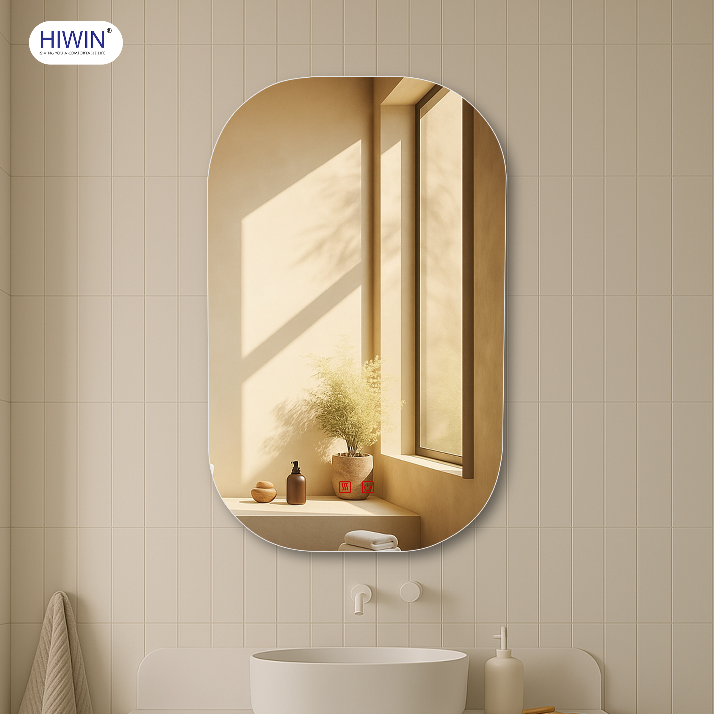 Gương thông minh hiwin M-806-5 kích thước: 500x800mm góc bo tròn an toàn