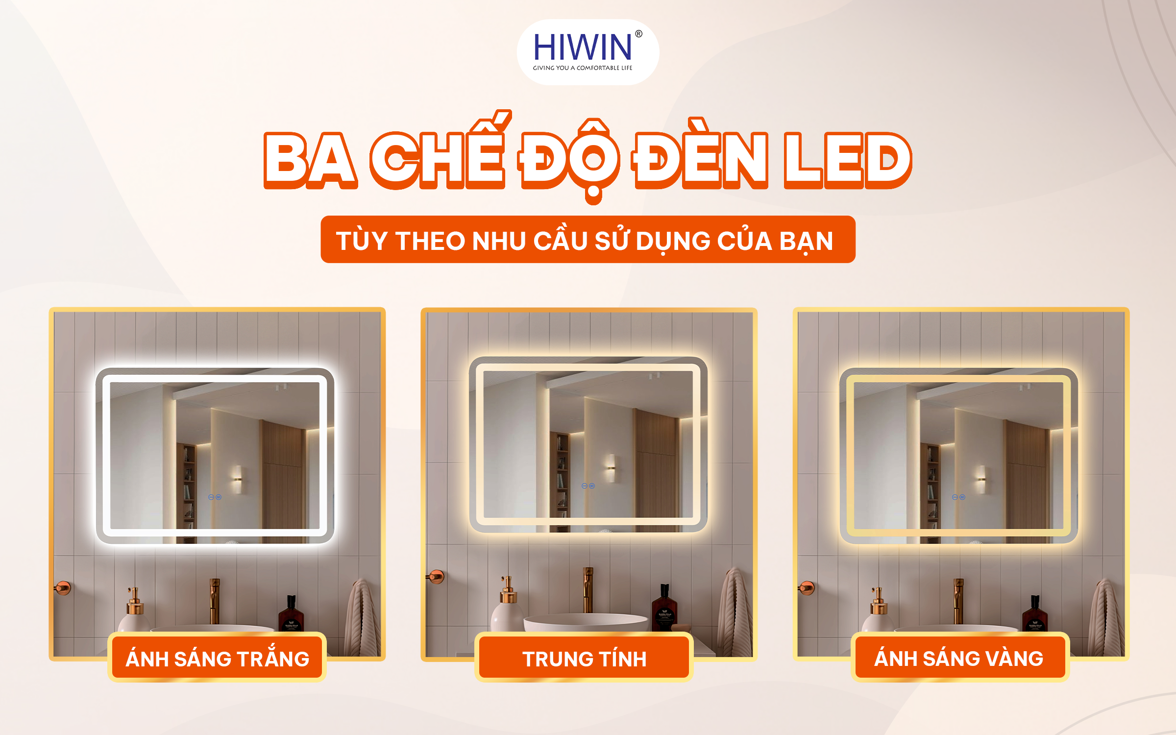 Công nghệ LED 3 màu trong gương cảm ứng là hệ thống chiếu sáng sử dụng dải đèn LED tích hợp