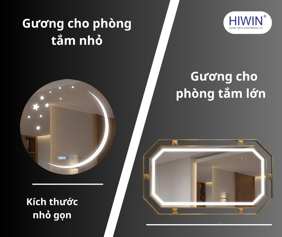 Chọn gương cho phòng tắm nhỏ cần lựa chọn đúng kích thước