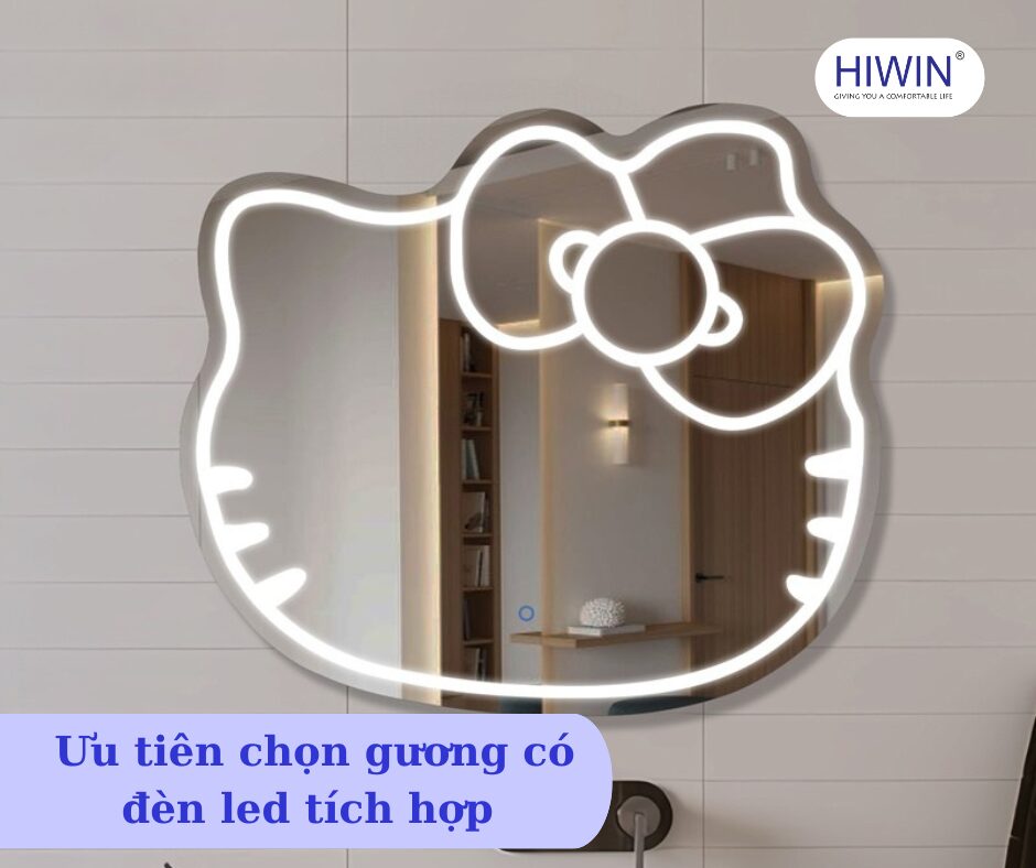Ưu tiên gương có đèn LED tích hợp cho phòng tắm nhỏ