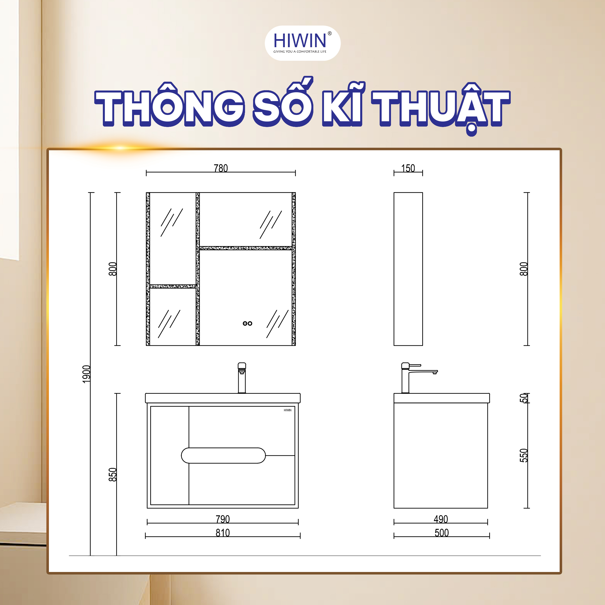 Thông số kĩ thuật của bộ tủ chậu Lavabo YS-2623