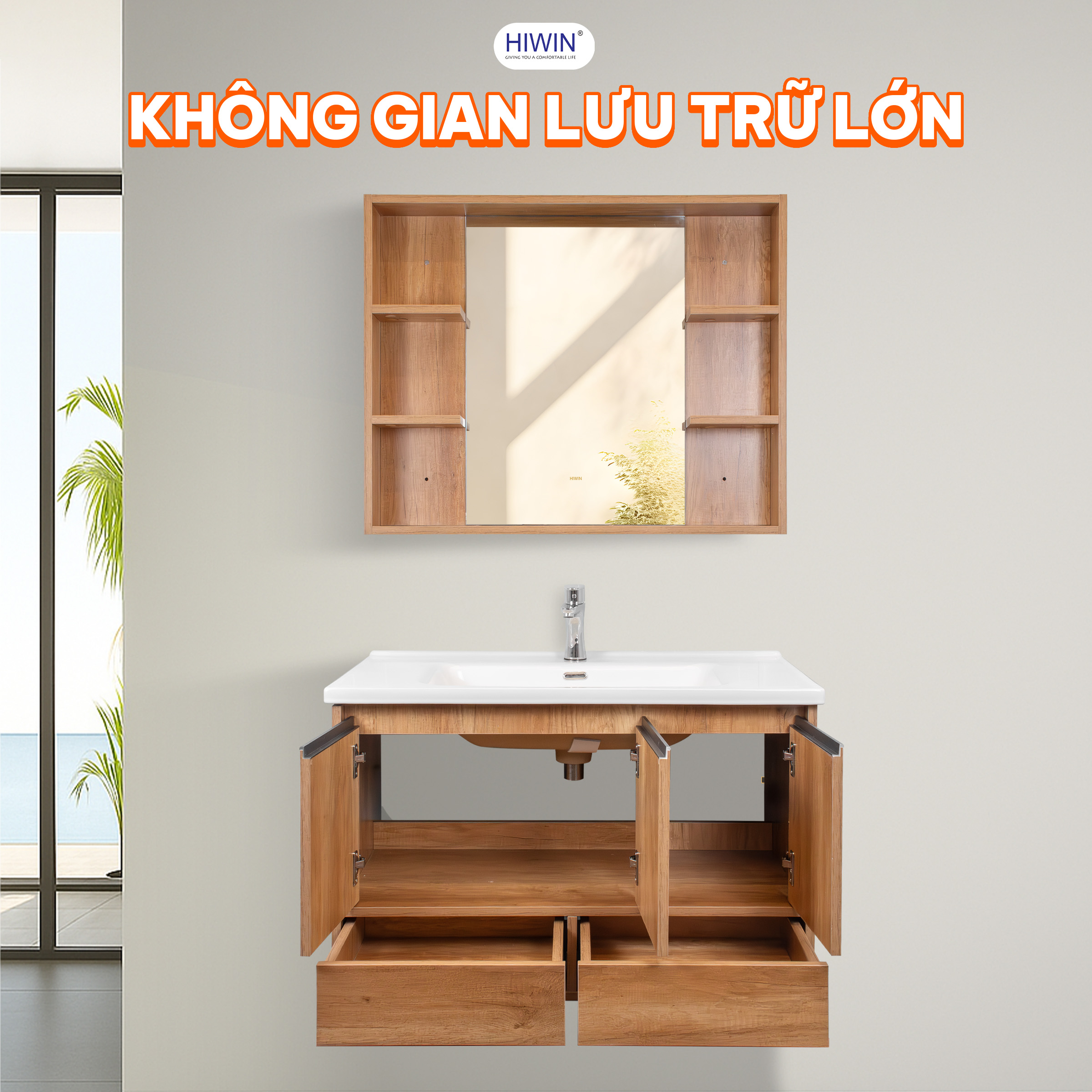 Tủ đựng đồ nhà tắm Hiwin YS-2644 gây ấn tượng mạnh mẽ với khả năng lưu trữ tối ưu