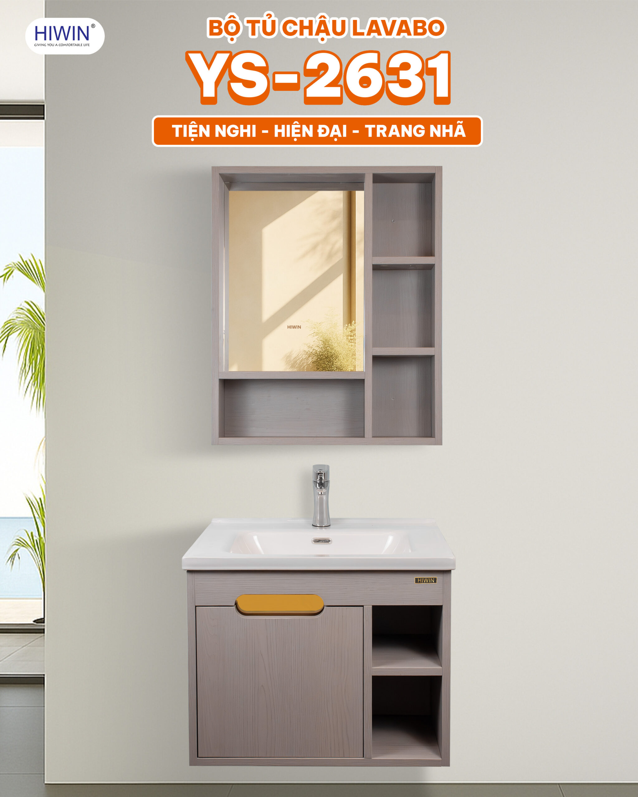 Thiết kế bộ tủ chậu Hiwin YS-2631 mang dấu ấn hiện đại