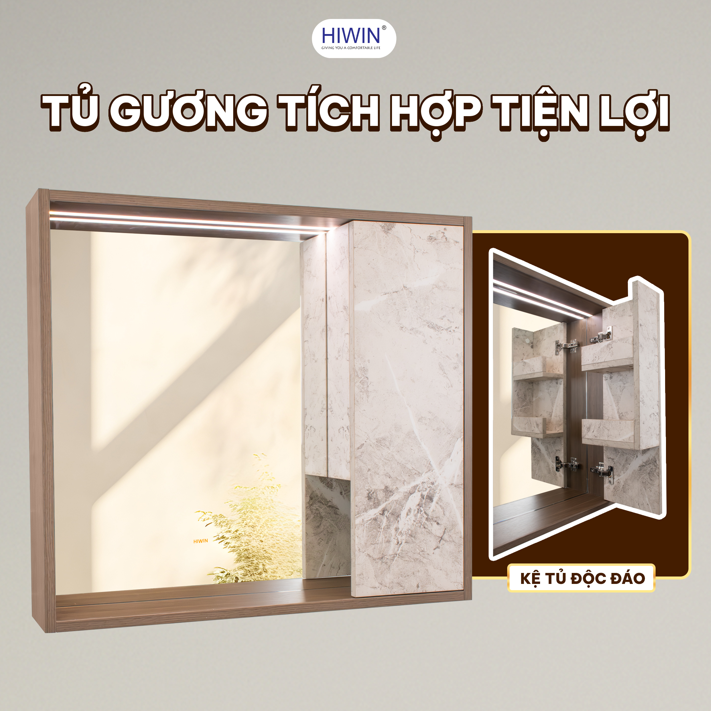Tủ gương độc đáo kết hợp gương và ngăn lưu trữ