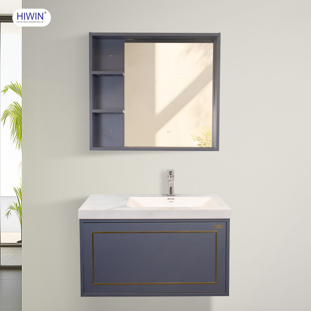 Bộ tủ nhà tắm Hiwin YS-2643 ngăn kéo kép nhấn mở tiện lợi