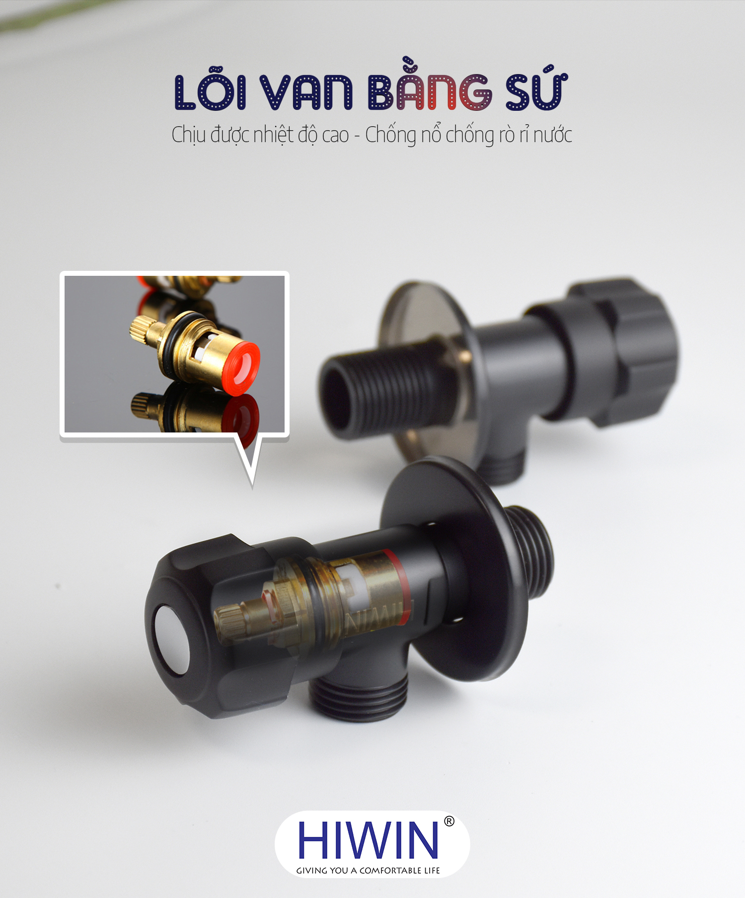 Van góc hiwin JF-3009 được trang bị lõi sứ cao cấp