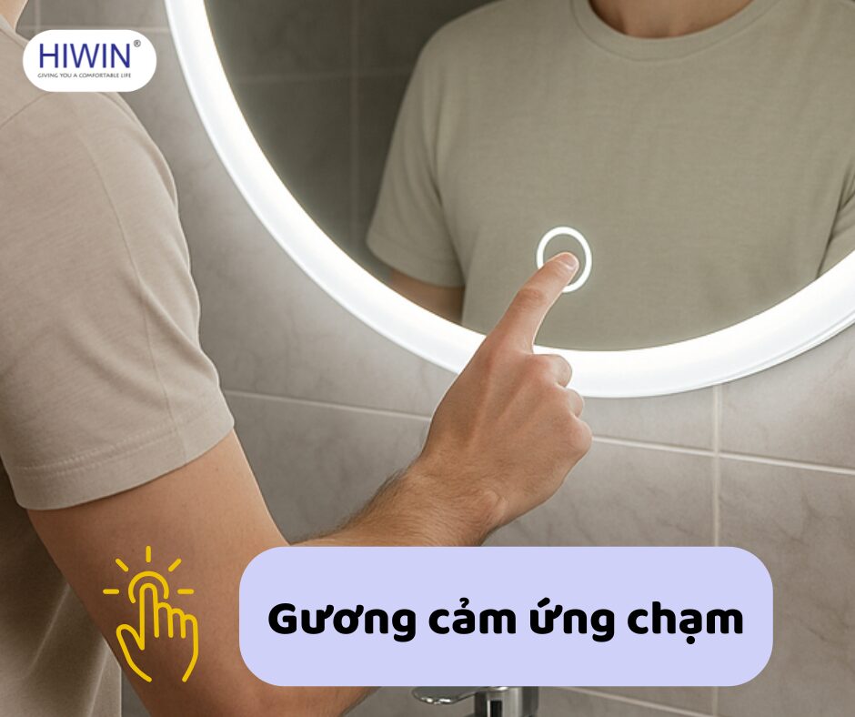 Gương cảm ứng chạm sử dụng các nút điều khiển cảm ứng điện dung