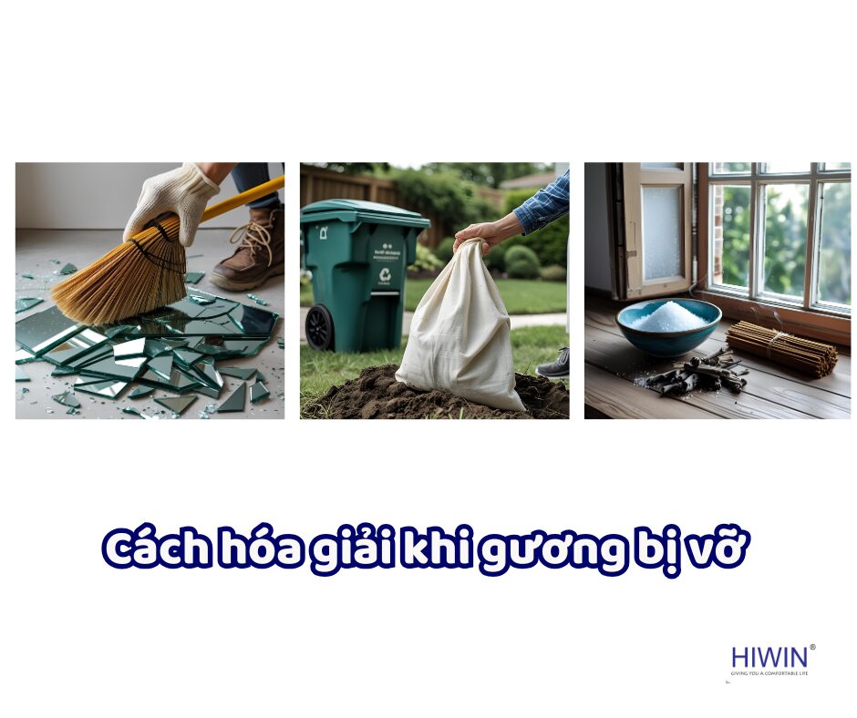 khi gương vỡ, hãy thu dọn mảnh vỡ thật kỹ để tránh gây nguy hiểm