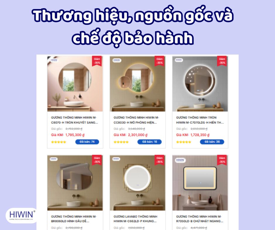 Chọn gương phòng tắm từ các thương hiệu uy tín