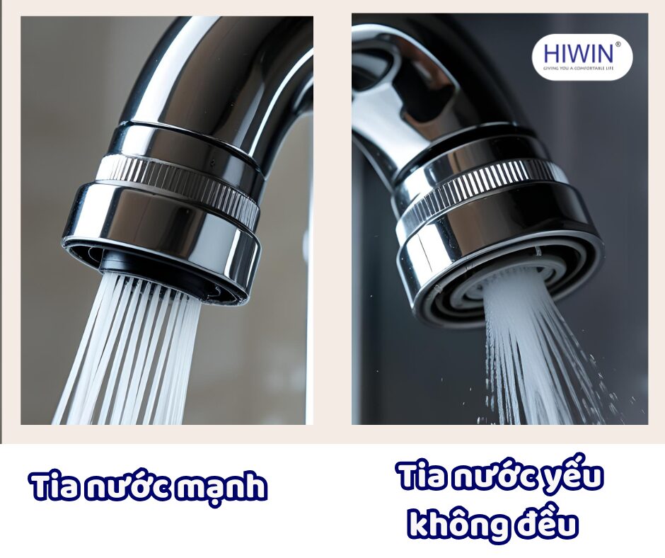 Tia phun của vòi xịt yếu hoặc phun không đều