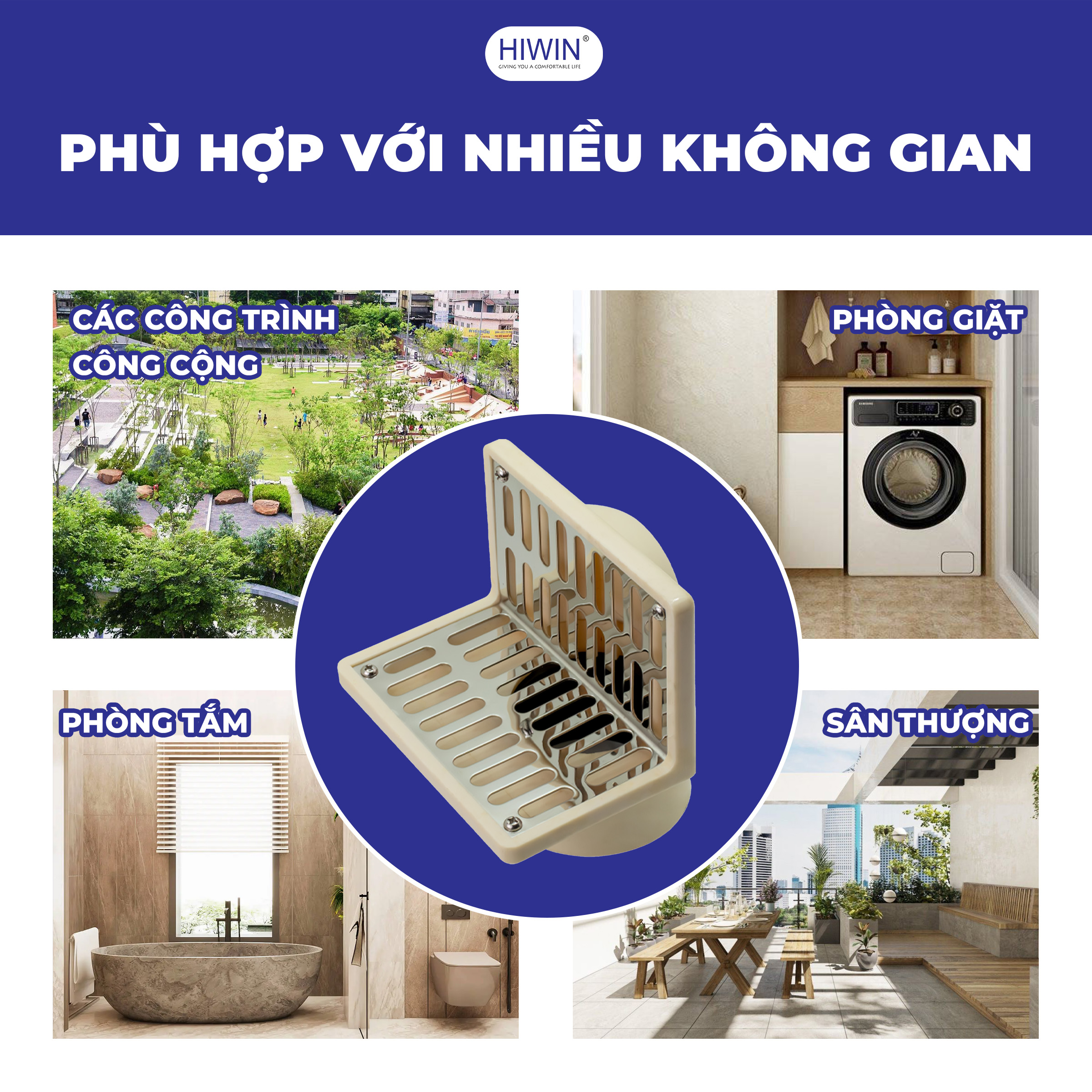 Thoát sàn ngang FD-02 phù hợp với nhiều không gian 