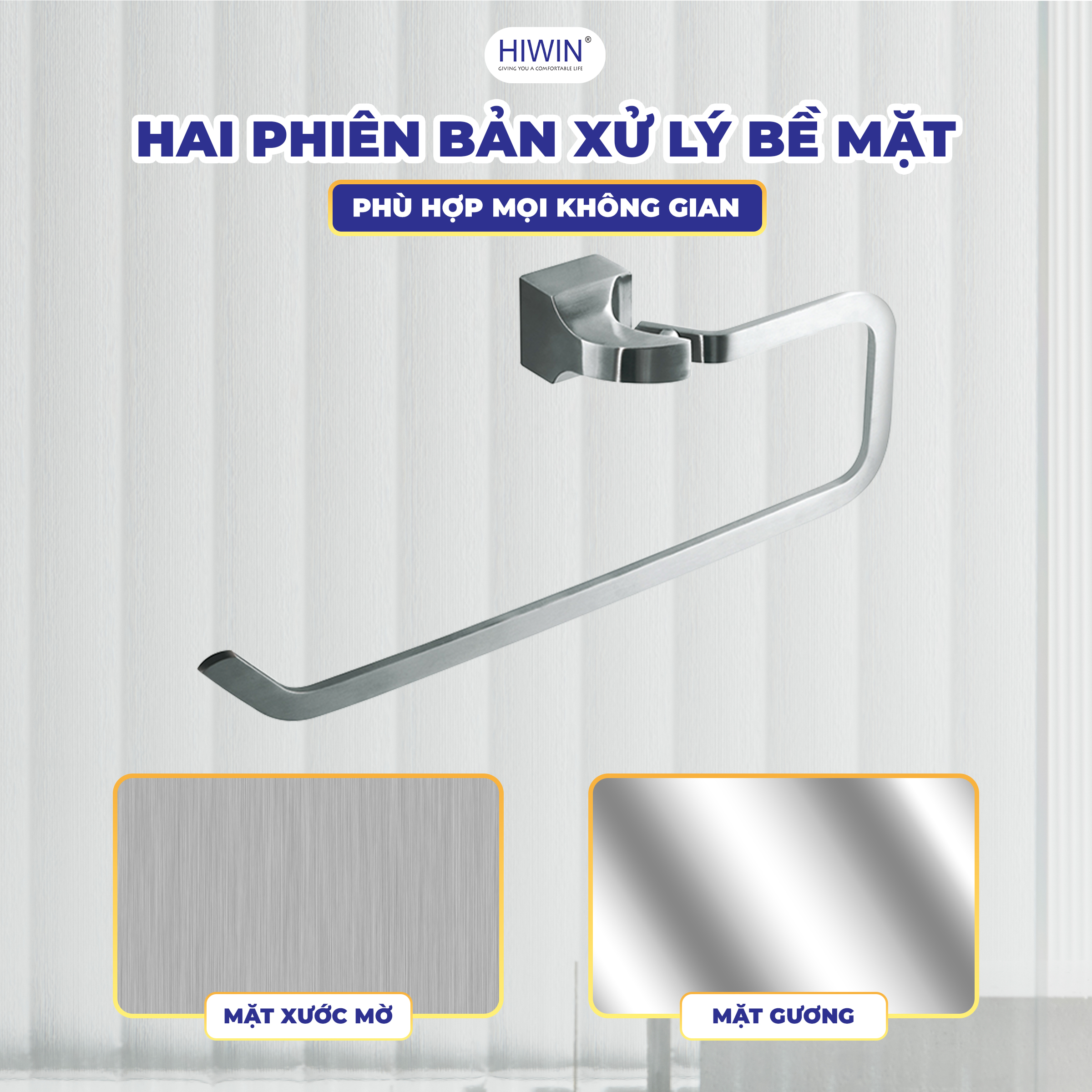 Giá treo khăn nhà tắm Hiwin Y-235 với hai loại xử lí bề mặt