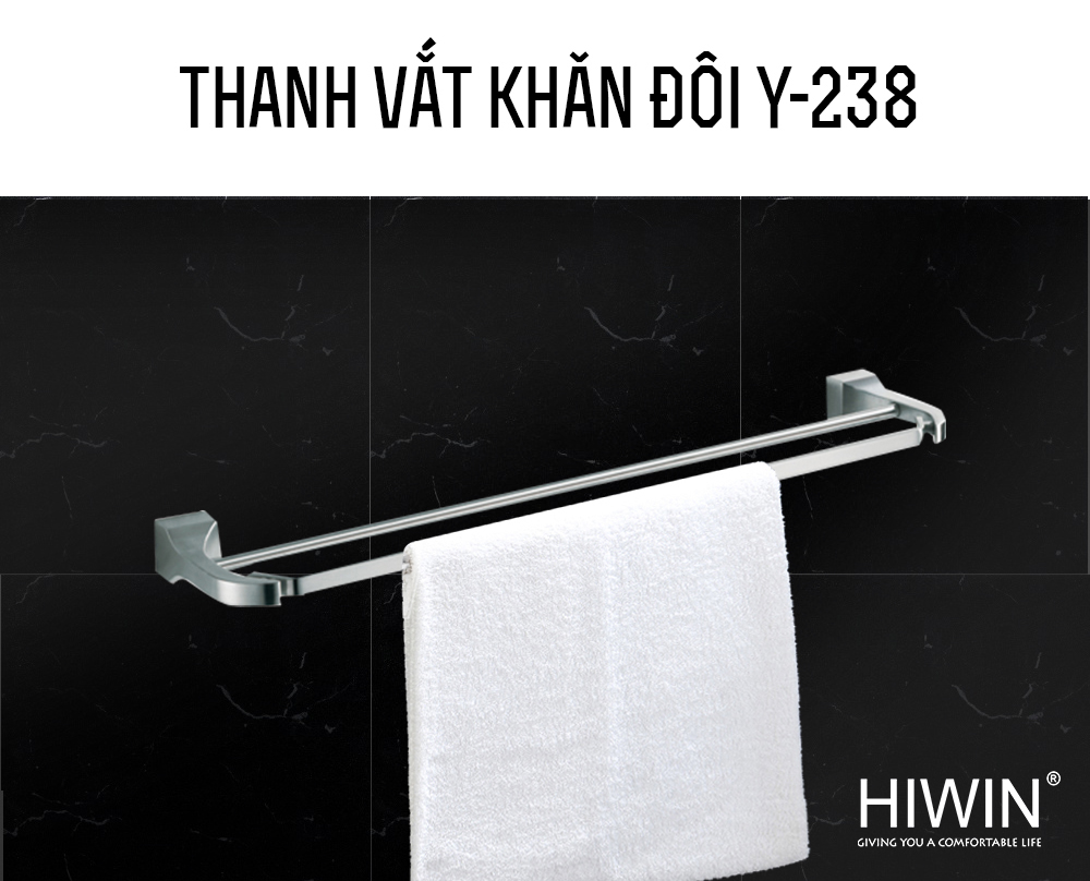 Giá treo khăn Hiwin Y-238 với thiết kế thanh đôi tinh tế