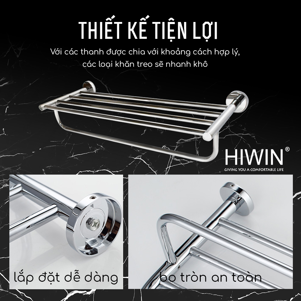 Giàn vắt khăn tắm inox Hiwin Y-5039 sử dụng thiết kế nhỏ gọn, dễ dàng lắp đặt