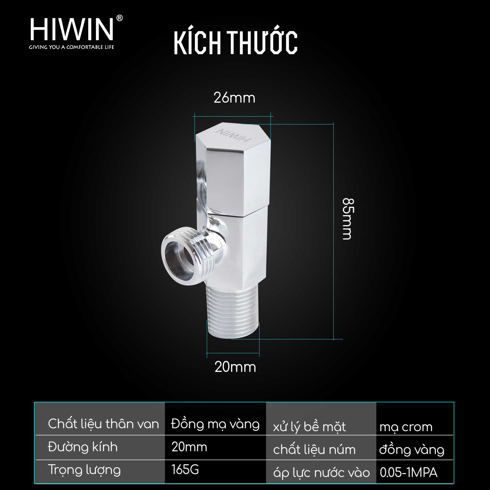 Van góc Hiwin JF-019 sở hữu thiết kế hình trụ vuông vắn