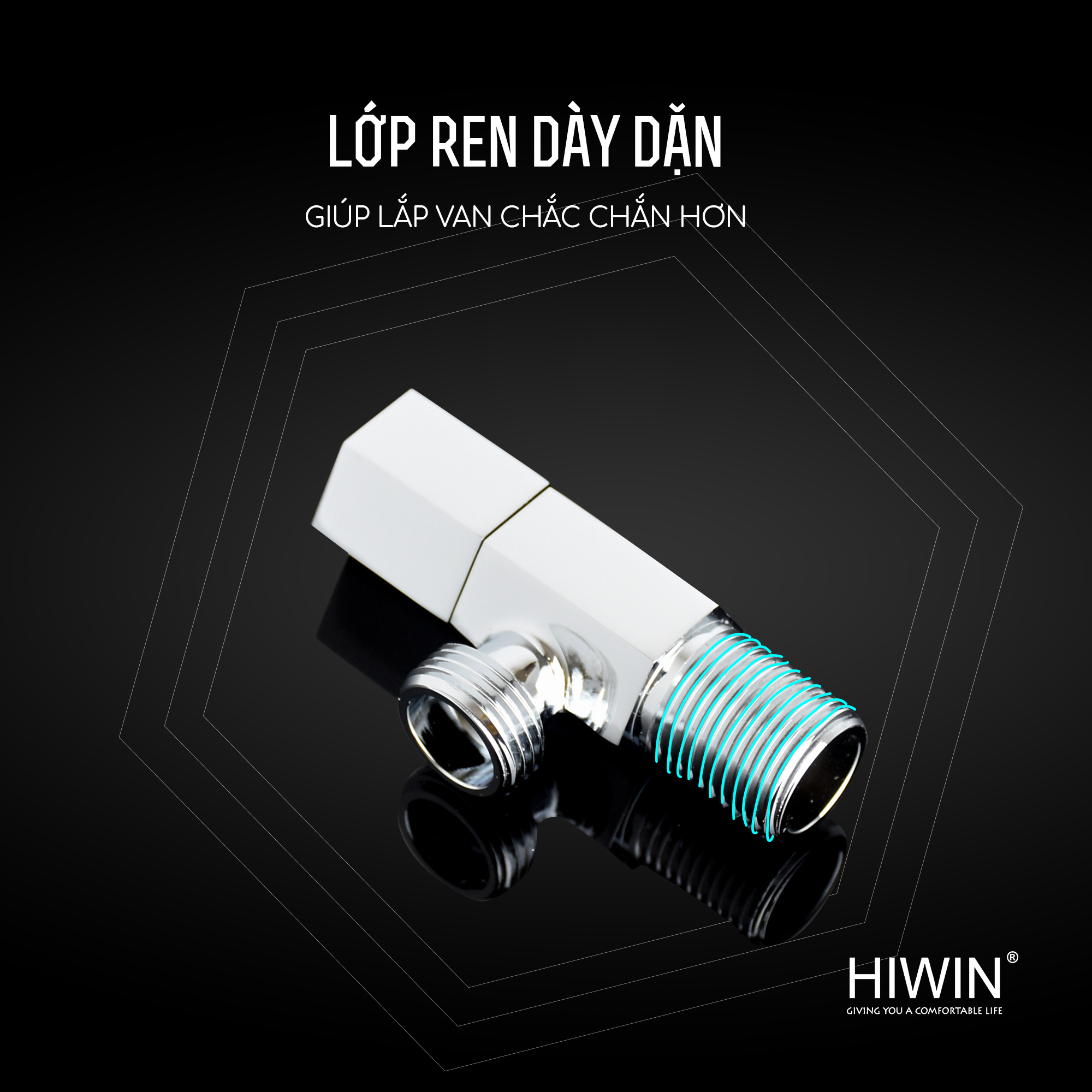 Van góc Hiwin JF-019 được gia công phần ren dày, các vòng ren sâu và sắc né